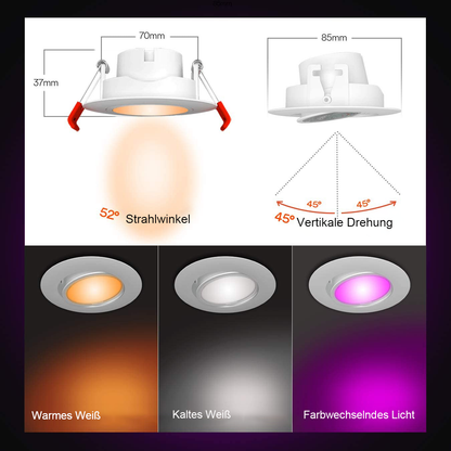 Faretto LED da incasso Lumary® 5W Smart Spot Dimmerabile, 16 pezzi